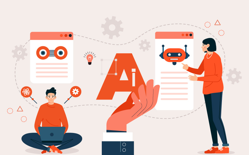 Employees, designers, managers, and frontline staff, engaging with AI tools as part of workplace training for AI literacy.